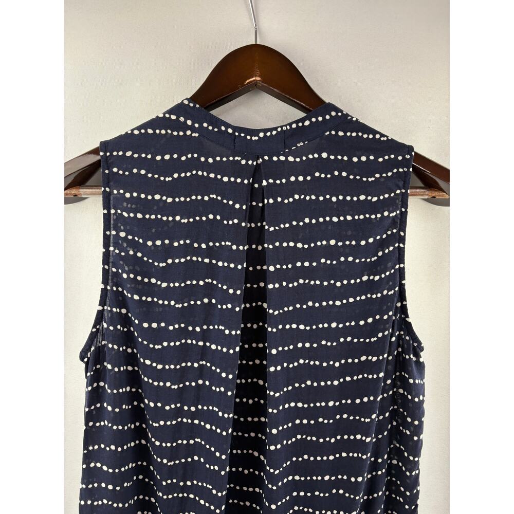 Women’s Bella Dahl Small Navy Sleeveless Blouse w/ White Polka Dots - Picture 4 of 6